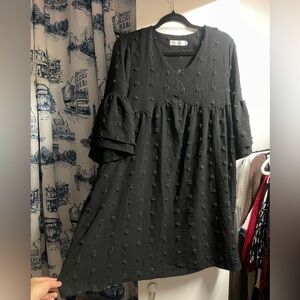 Black Textured Babydoll Dress